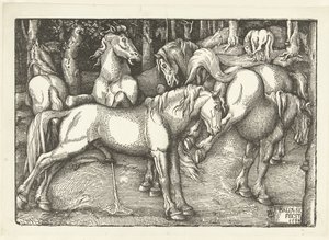 Groupe de six chevaux combattants - Hans Baldung Grien