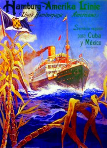 Affiche publicitaire pour la Hamburg American Line - Hans Bohrdt