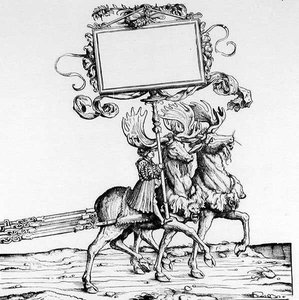 Une paire de cerfs menant un carrosse, de la Procession Triomphale de Maximilien, c.1516-18