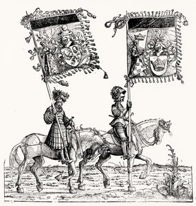 Deux chevaliers montés, de la Procession Triomphale de Maximilien, c.1516-18 - Hans Burgkmair