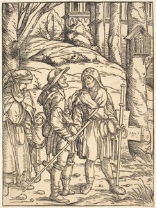 Pèlerins à un sanctuaire de bord de route - Hans Burgkmair I