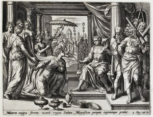 Salomon reçoit la reine de Saba - Hans Collaert (I) (attributed to)