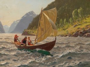 Partie de voile dans un fjord norvégien - Hans Dahl