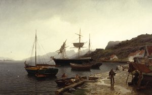 Bateau de pêche dans le port, Kleven, Mandal