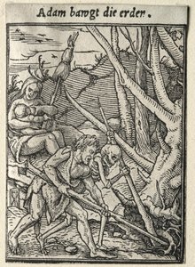 Danse de la Mort : Adam labourant la terre - Hans Holbein