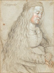 Mariée assise avec cheveux lâchés et bandeau - Hans Holbein d.Æ.