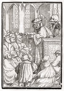 La mort vient pour le prédicateur, gravé par Georg Scharffenberg, de 