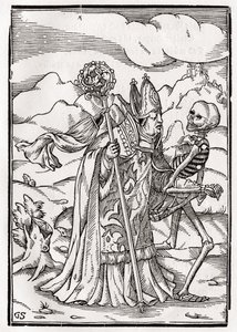 La Mort vient au prélat, gravé par Georg Scharffenberg, de 