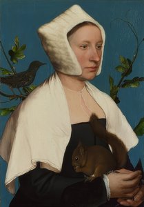 Dame avec écureuil et étourneau (Anne Lovell ?) - Hans Holbein der Jüngere