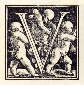 Lettre illuminée "V" de la troisième édition de 1518 de 