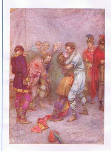 Pourquoi avez-vous rejeté votre épouse? (Cymbeline), de The Complete Works of Shakespeare publié par George Harrap & Co Ltd, années 1920 - Hans Holbein der Jüngere