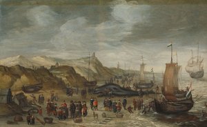 Un cachalot échoué sur la plage de Noordwijk, 28 décembre 1614 - Hans I Savery