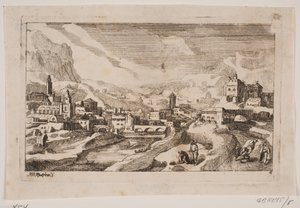 Paysage de montagne avec le bon Samaritain au premier plan - Hans Jørgen Kirksteen