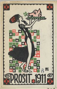 Carte de vœux du Nouvel An : Cheers 1911 Prosit - Hans Kalmsteiner