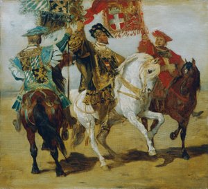 Trois porte-étendards à cheval - Hans Makart