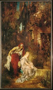 Blanche-Neige endormie ... (peinture sur toile) - Hans Makart