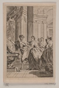 Faune avec un masque à main, poursuivi par une femme - Hans Quist