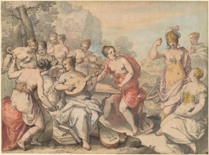 Minerve et les Muses - Hans Rottenhammer