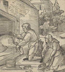 Un fermier abattant un cochon, de Hymmelwagen auff dem, wer wol lebt - Hans Schäufelein the Elder