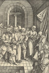Christ devant Anne, du Speculum passionis domini nostri Ihesu Christi - Hans Schäufelein the Elder