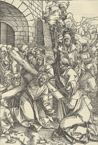 Le portement de la croix, du Speculum passionis domini nostri Ihesu Christi