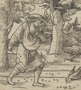 Les oiseaux mangeant les graines du semeur, de Hymmelwagen auff dem, wer wol lebt... - Hans Schäufelein the Elder