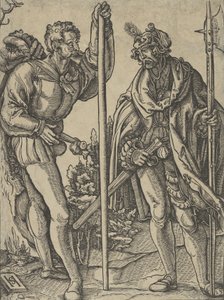 Deux soldats avec lance et hallebarde conversant, vers 1515