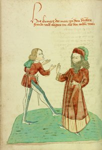 Un jeune homme rencontre un homme barbu plus âgé - Hans Schilling