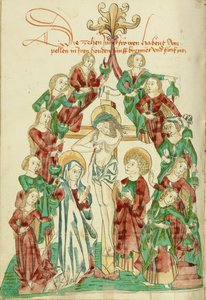 La crucifixion avec les sept vierges sages et les sept vierges folles