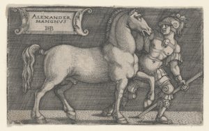 Alexandre le Grand menant Bucéphale (gravure) - Hans Sebald Beham