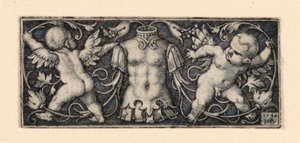 Frise avec cuirasse au centre, flanquée de deux génies - Hans Sebald Beham