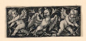 Frise avec deux putti fuyant un aigle - Hans Sebald Beham
