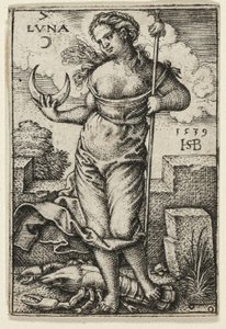 Lune, planche sept des Sept Planètes avec les Zodiacs - Hans Sebald Beham
