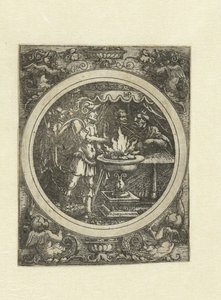 Mucius Scaevola avec sa main droite dans le feu - Hans Sebald Beham