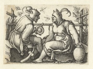 Bouffon avec phallus et bouffon féminin - Hans Sebald Beham