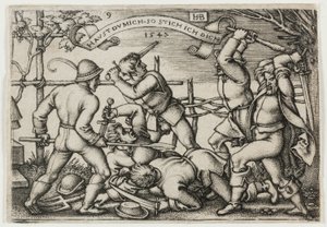 Rixe de paysans, planche 9 de La fête des paysans ou les douze mois - Hans Sebald Beham