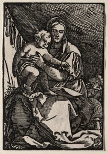 La Sainte Famille sous une tente - Hans Sebald Beham