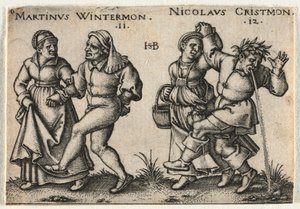 Le mariage paysan ou les Douze Mois : 11-Martinus Wintermon 12-Nicolaus Cristmon - Hans Sebald Beham