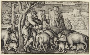 Le fils prodigue III : le fils parmi les porcs - Hans Sebald Beham
