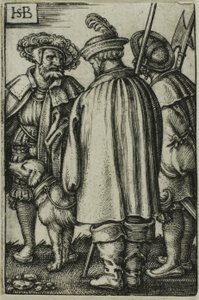 Trois soldats et un chien - Hans Sebald Beham