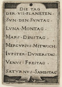 Page de titre, tirée de The Seven Planets with the Zodiacs (Les sept planètes et les zodiaques) - Hans Sebald Beham