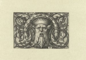 Décoration plate. Masque avec une couronne - Hans Sebald Beham