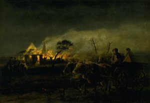 Une ferme en feu - Hans Smidth