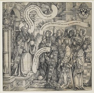 Maximilien présenté par ses saints patrons au Tout-Puissant, 1519