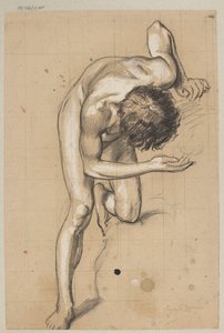 Nu de jeune homme penché en avant - Hans Thoma