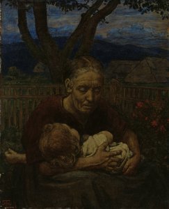 Mère et enfant dans un jardin - Hans Thoma