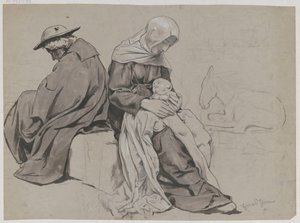 Repos de la Sainte Famille pendant la fuite en Égypte - Hans Thoma