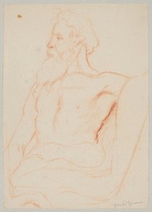 Vieillard à demi nu avec une barbe - Hans Thoma