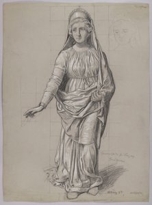 Projet de costume pour Fricka, verso : esquisse de costume pour une Walkyrie - Hans Thoma