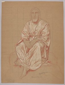 Christ assis, verso : répétition de la même figure - Hans Thoma